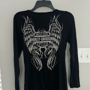 Harley-Davidson Black Drape Neck Women's Top